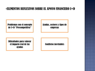 CRÉDITOSProyectos en investigación : Otorga SubvencionesProyectos hacia el mercado: Otorgan créditos