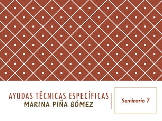 AYUDAS TÉCNICAS ESPECÍFICAS
MARINA PIÑA GÓMEZ
Seminario 7
 