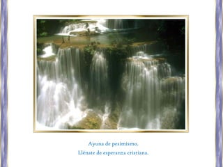 Ayuna de pesimismo.
Llénate de esperanza cristiana.
 
