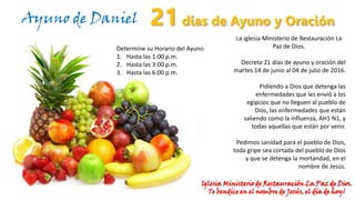 21 DIAS DE AYUNO Y ORACION-MINISTERIO DE RESTAURACIÓN LA PAZ DE DIOS | PDF