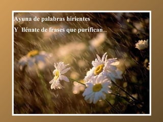 Ayuna de palabras hirientes Y  llénate de frases que purifican ... 