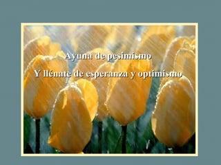 Ayuna de pesimismo Y llénate de esperanza y optimismo 