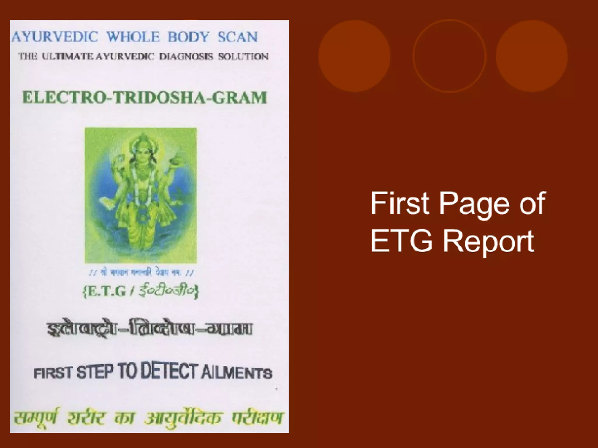 Ayurscan: Electrotridoshagraphy {ETG} Report