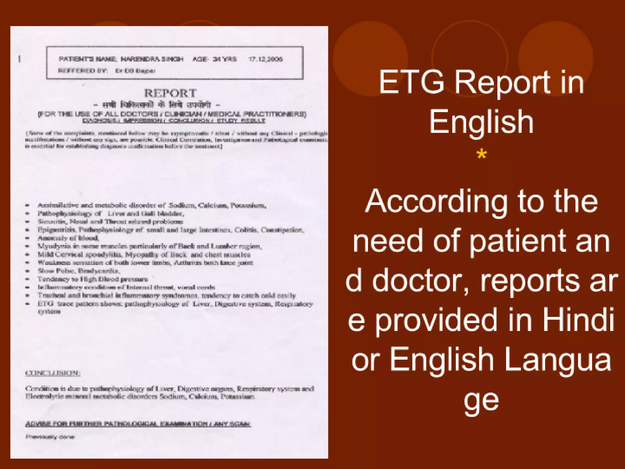 Ayurscan: Electrotridoshagraphy {ETG} Report