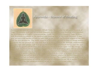 Ayurveda science of healing