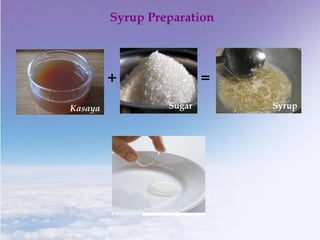 Syrup Preparation
+ =
Kasaya Sugar Syrup
 