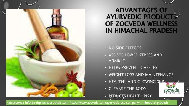 ADVANTAGES OF
AYURVEDIC PRODUCTS
OF ZOCVEDA WELLNESS
IN HIMACHAL PRADESH
• NO SIDE EFFECTS
• ASSISTS LOWER STRESS AND
ANXI...