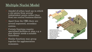 Multiple Nuclei Model
 Amodel of urban land use in which
a city grows from several
independent points rather than
from on...