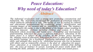 ROLE OF PEACE EDUCATION FOR THE MAKING OF GOOD SOCIETY | PDF