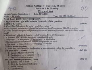 All bsc nursing 1 semester imp questions paper | PDF