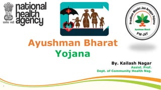 1
Ayushman Bharat
Yojana
By. Kailash Nagar
Assist. Prof.
Dept. of Community Health Nsg.
 
