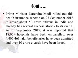 Modi Health Insurance Card Model Ayushman Bharat.ppt..................... | PPTX