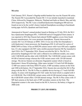 Minor Project On MI Xiaomi BBA IPU 2ND Semister | PDF