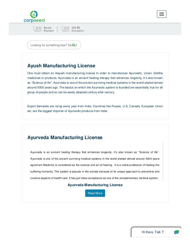 Ayush Manufacturing License for Ayurvedic