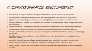 presentation slides on education and importance of computer in | PPTX