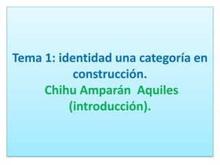 Tema 1: identidad una categoría en
           construcción.
     Chihu Amparán Aquiles
          (introducción).
 
