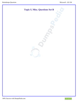 Microsoft - AZ-104Braindumps Questions
27 of 27100% Success with DumpsPedia.com
Topic 5, Misc. Questions Set B
 