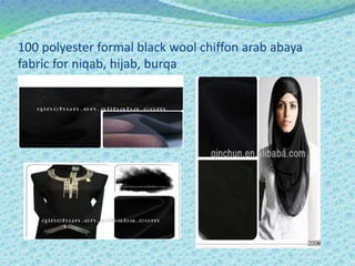 100 polyester formal black wool chiffon arab abaya
fabric for niqab, hijab, burqa
 