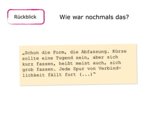 Rückblick Wie war nochmals das?
 