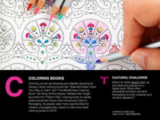 AGENCY OF RELEVANCE
COLORING BOOKS
Coloring can be de-stressing and digitally detoxing art
therapy. Adult coloring books l...