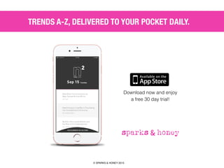 AGENCY OF RELEVANCE
TRENDS A-Z, DELIVERED TO YOUR POCKET DAILY.
Download now and enjoy
a free 30 day trial!
© SPARKS & HON...