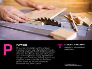 AGENCY OF RELEVANCE
PLYWOOD
Plywood is a hot material in our DIY era. Natural
materials at home are a sign of great taste;...