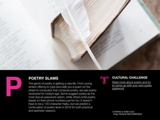 AGENCY OF RELEVANCE
POETRY SLAMS
The genre of poetry is getting a new life. From young
writers offering to type (and sell)...