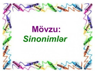 Sinonimlər