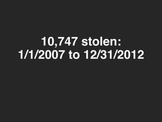 10,747 stolen: 
1/1/2007 to 12/31/2012 
 
