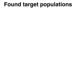 Found target populations 
Pinpointed high-ROI ads 
Guided door to door efforts 
Found underserved areas 
Mapped for advocacy 
 