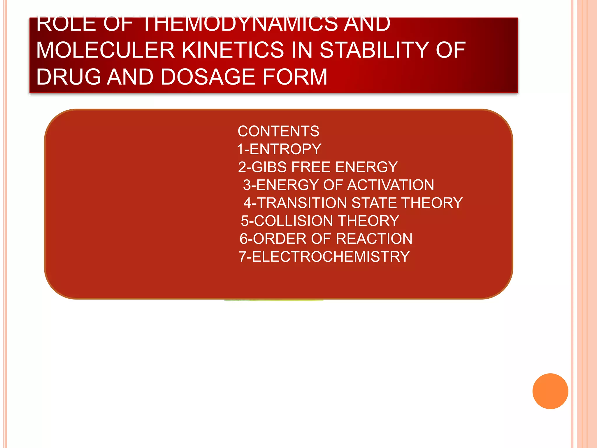 the role of thermodynamics in drug stability | PPTX