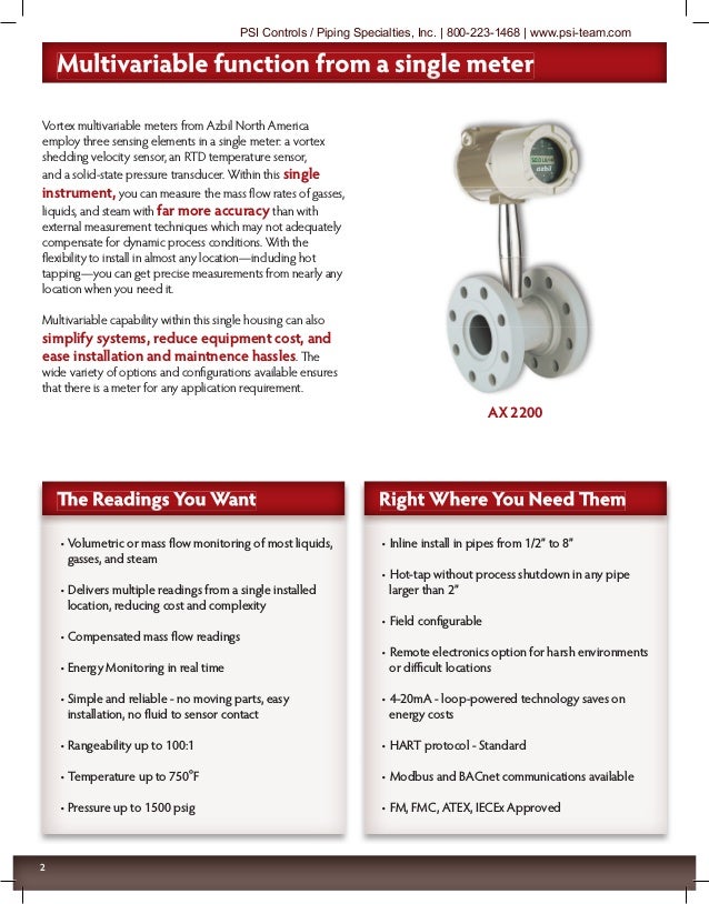 Azbil AX Series Vortex Flow Meters