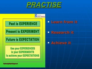 PRACTISE Learn from it Research it Achieve it 