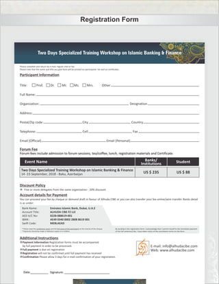 Banks/
Institutions Student
US $ 235 US $ 8814 -15 September, 2018 - Baku, Azerbaijan
 