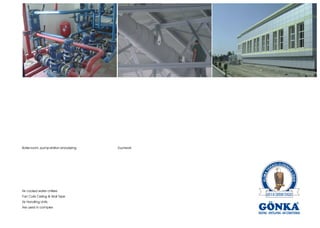 Boiler room, pump station and piping.   Ductwork




Air cooled water chillers
Fan Coils Ceiling & Wall Type
Air Handling Units
Are used in complex
 