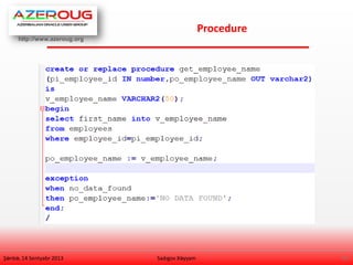 http://www.azeroug.org
11/
Procedure
Şənbə, 14 Sentyabr 2013 Sadıgov Xəyyam
 