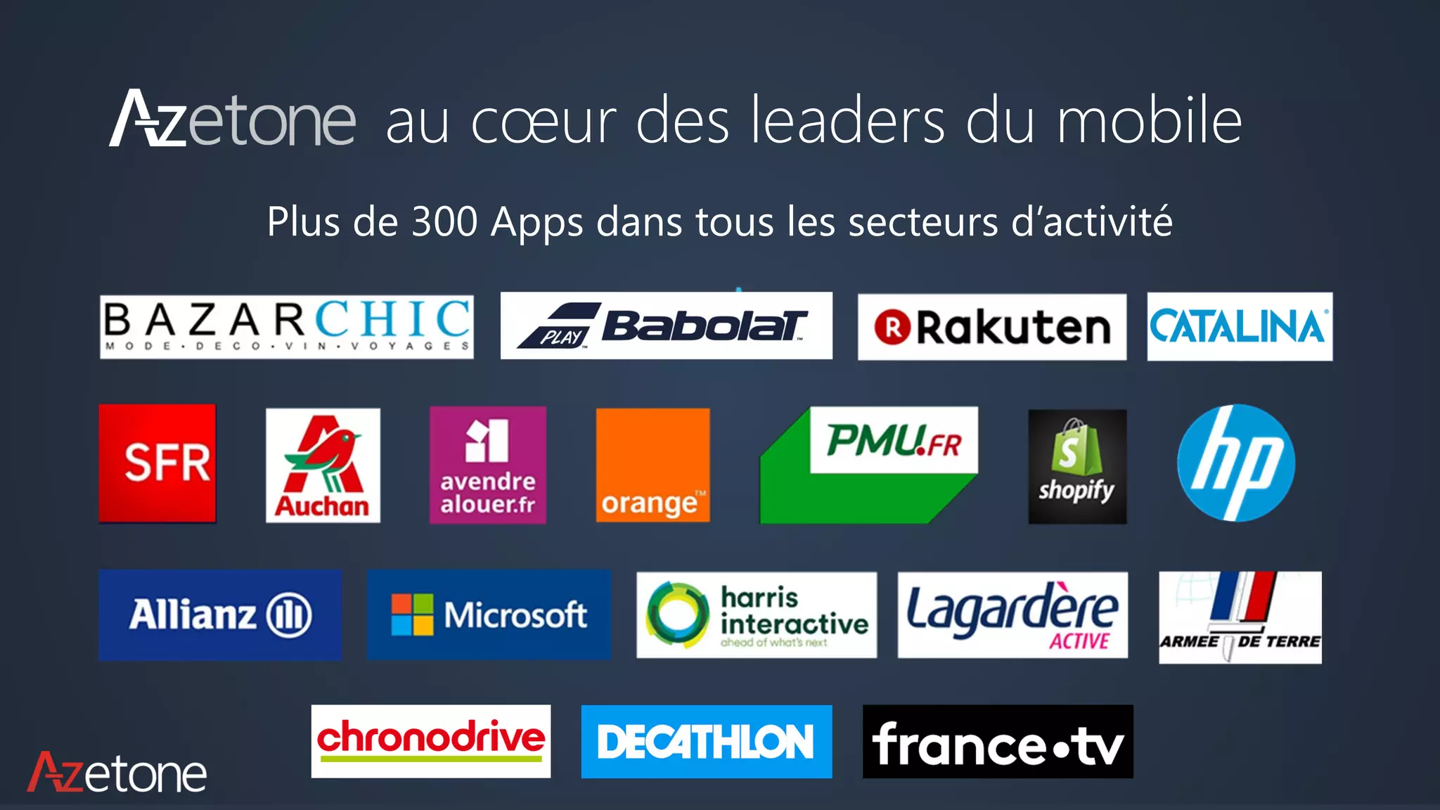 au cœur des leaders du mobile
Plus de 300 Apps dans tous les secteurs d’activité
 