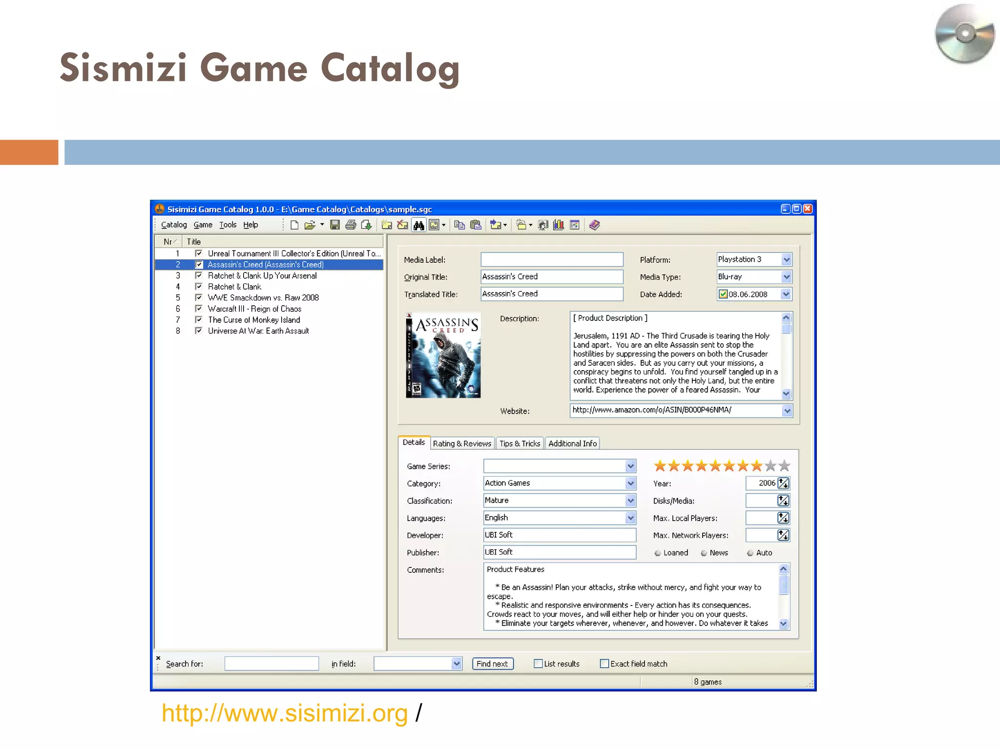 Sismizi Game Catalog http://www.sisimizi.org  / 