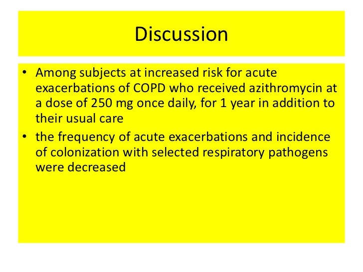 Azithromycin for prevention of exacerbations of copd