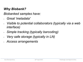Azizi biorepository: Challenges and opportunities