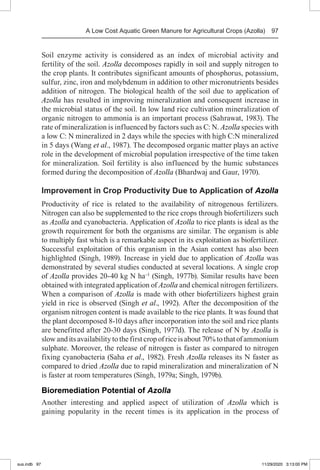 A Low Cost Aquatic Green Manure for Agricultural Crops (Azolla) | PDF
