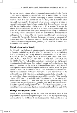 A Low Cost Aquatic Green Manure for Agricultural Crops (Azolla) | PDF