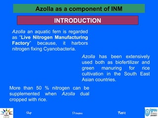 Azolla as a component of INM and livestock feed .ppt