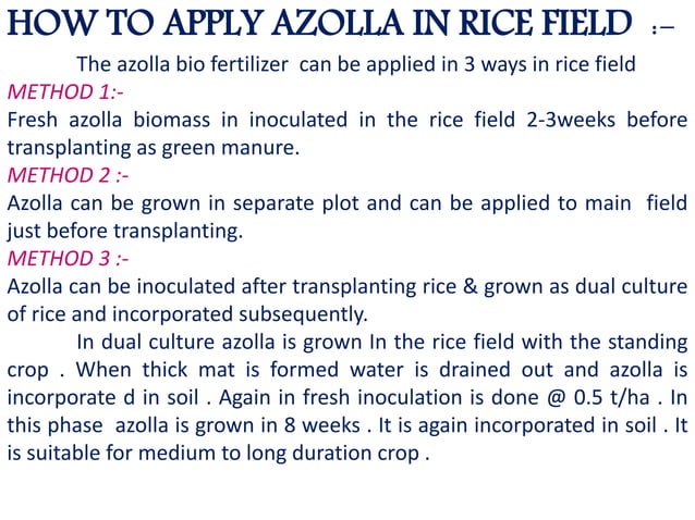 Azolla ppt | PPTX | Agriculture | Industries