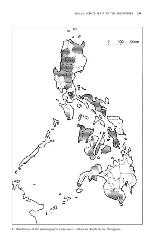 AZOLLA INSECT PESTS IN THE PHILIPPINES 209
1. Distribution of the spinningworm Ephestiopsis vishnu on Azolla in the Philippines.
 