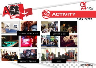 WORKSHOP & DEMO
COMMUNITY TALKSHOW
ACTIVITY BOOTHS & DEMO
SALES
MAIN EVENT
 