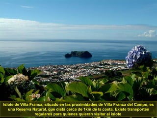 Islote de Villa Franca, situado en las proximidades de Villa Franca del Campo, es una Reserva Natural, que dista cerca de 1km de la costa. Existe transportes regulares para quienes quieran visitar el islote   