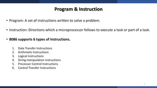 AZR Microprocessor Lecture 04 – 8086 Instruction Set and Programming ...