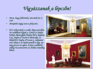 Vigyázzanak a lépcsőn! Most, hogy felértünk, nézzünk itt is szét. Menjünk végig ezen a folyosón.  El is érkeztünk a csodás képcsarnokba. Itt található képek a Zrínyi és Dafoe ősöket ábrázolják (Dafoe-ból a hajdani Lui_Dafoe d’Ozora-t ábrázolja, és Rika0912 Dafoe d’Ozora-t, valamint van rólam is és kedvesemről is kép, na meg persze az egész Zrínyi családról, addig visszavezetve az ősöket ameddig lehet) 