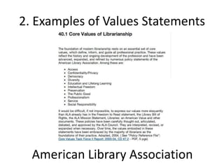 2. Examples of Values Statements




  American Library Association
 